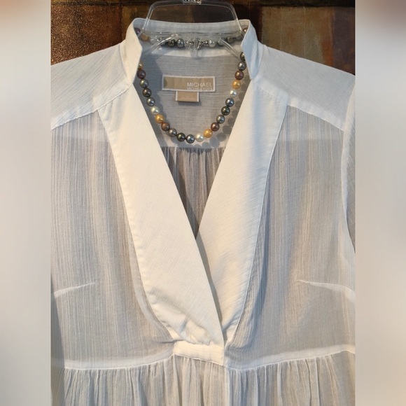 MICHAEL KORS White Gauze Cotton Tunic Top NWOT Sz4 - Picture 3 of 8